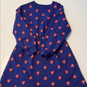 Arket Blue Dress with Red Heart Pattern